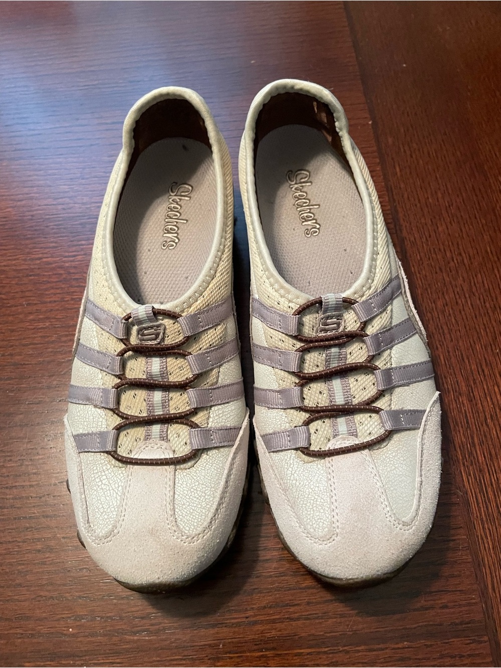 Skechers Beige and Taupe Slip-On Sneakers